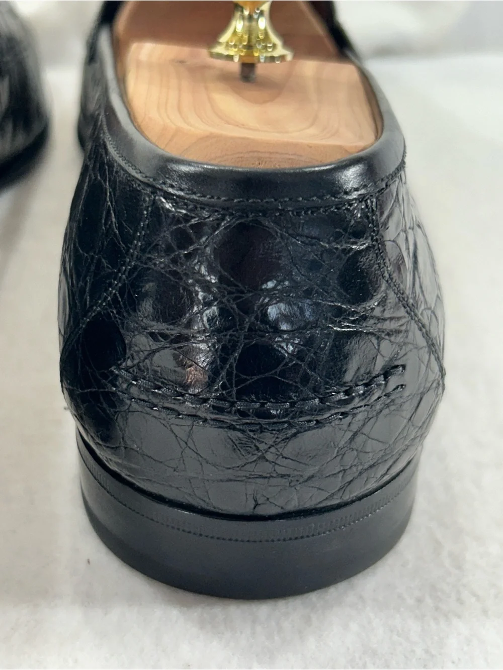Salvatore Ferragamo Texas Black Crocodile Penny Loafers Mens 10.5 D Italy Box